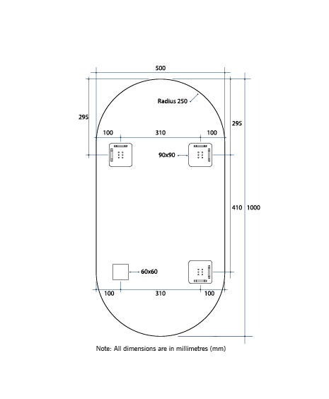 Pill Shape Polished Edge Mirror DP5010HN