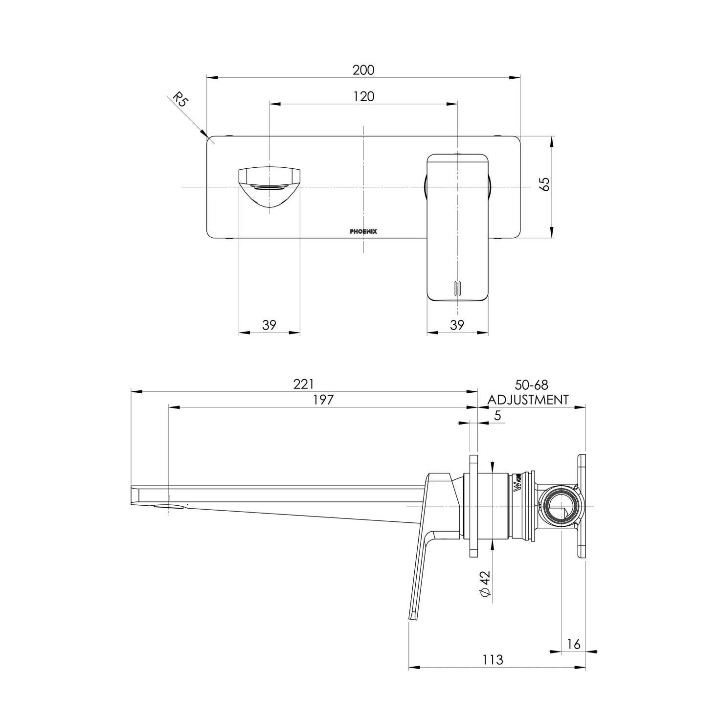 Phoenix Enviro316 Wall Basin Mixer