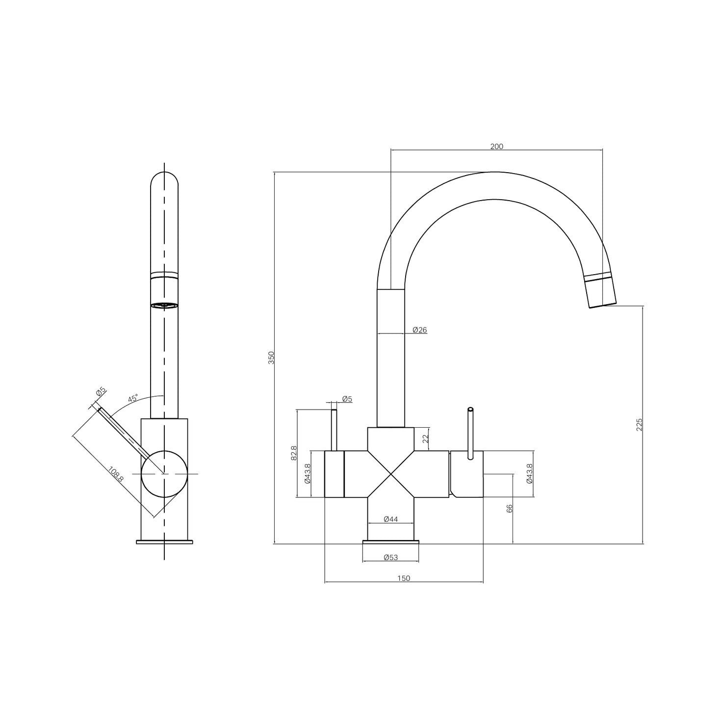 Nero Mecca 3 Way Filtered Mixer Tap