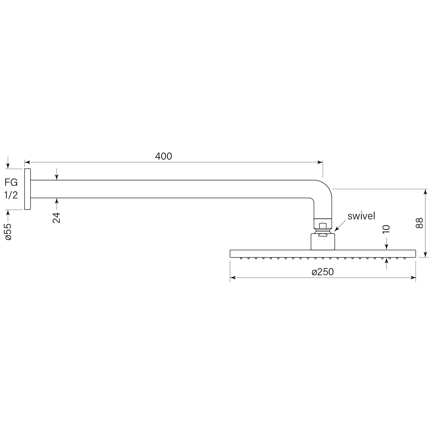 Faucet Strommen Pegasi Overhead Wall Shower