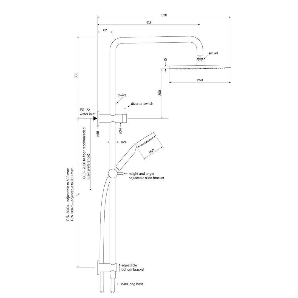 Faucet Strommen Pegasi Dual Shower Square