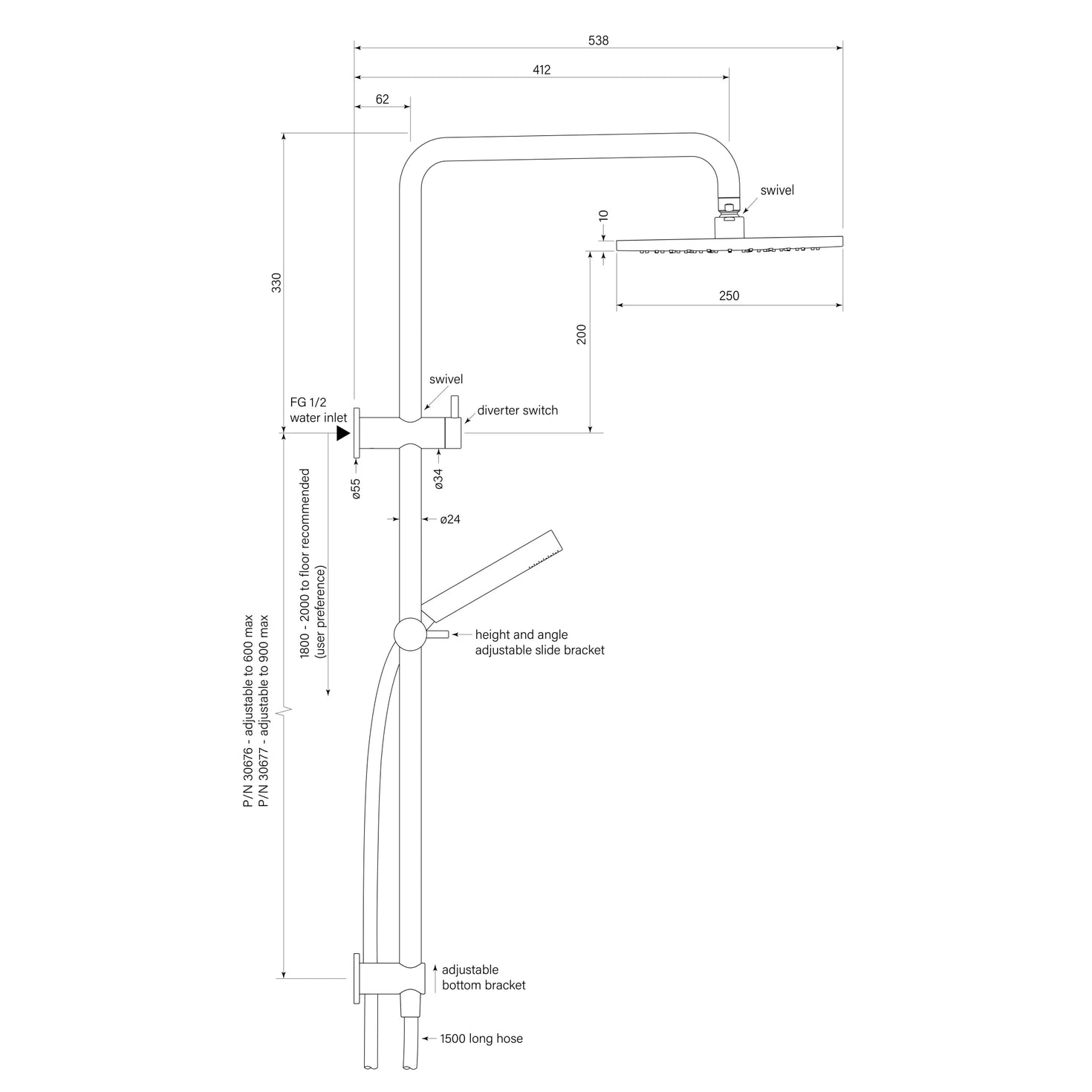 Faucet Strommen Pegasi Dual Shower Square Micro