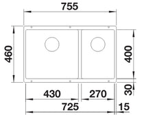 Blanco Subline 430/270-U Double Bowl Undermount Sink
