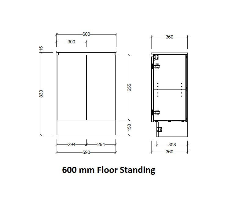 Timberline Florida Ensuite Vanity Tuck Plumbing Fixtures