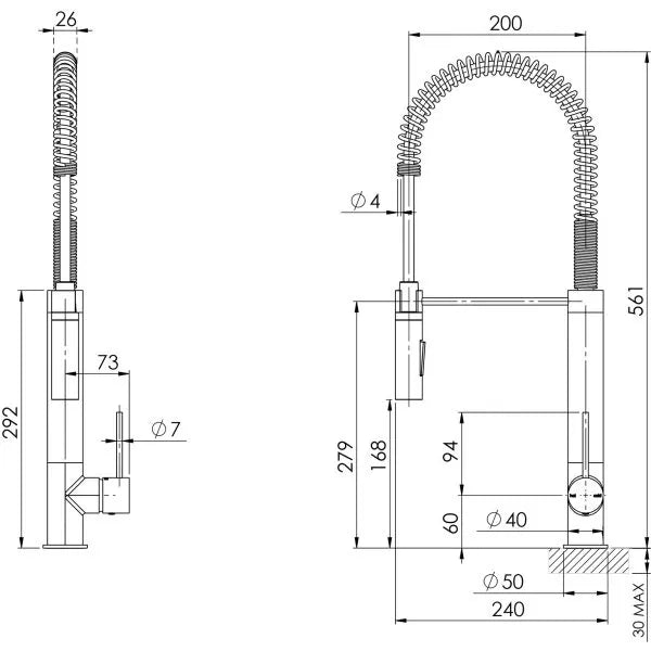 Phoenix Vivid Slimline Tall Spring Sink Mixer