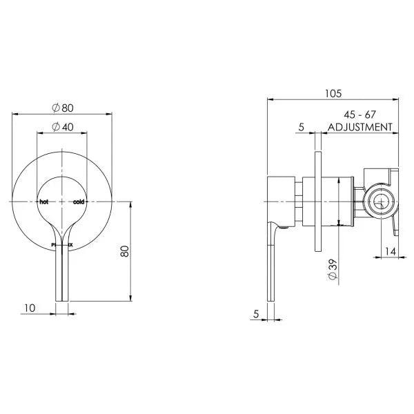 Phoenix Vivid Slimline Oval Shower Mixer