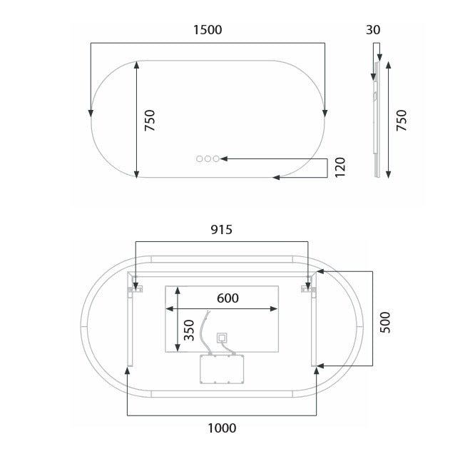 KÄPSEL Fless Framless Oval 1500 Led Mirror
