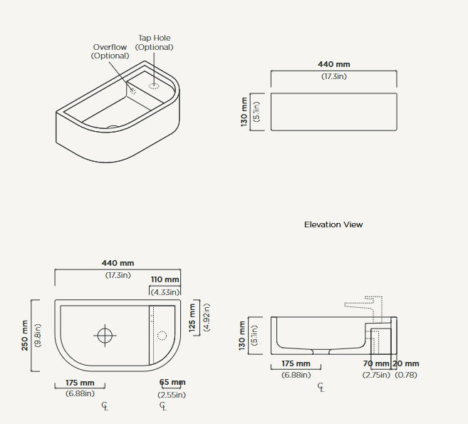 Nood Co Loop 01 440mm Concrete Basin
