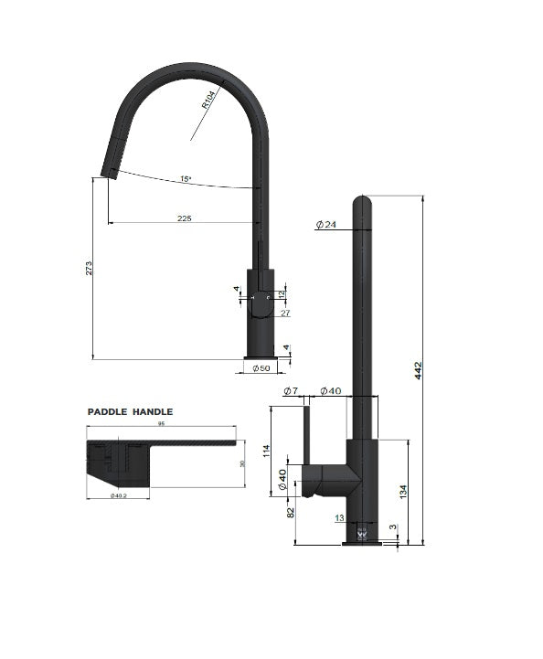 Meir Round Paddle Piccola Pull Out Kitchen Mixer