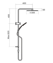 Alder LYNX Dual Shower Rectangular Rail Round 300mm HS375