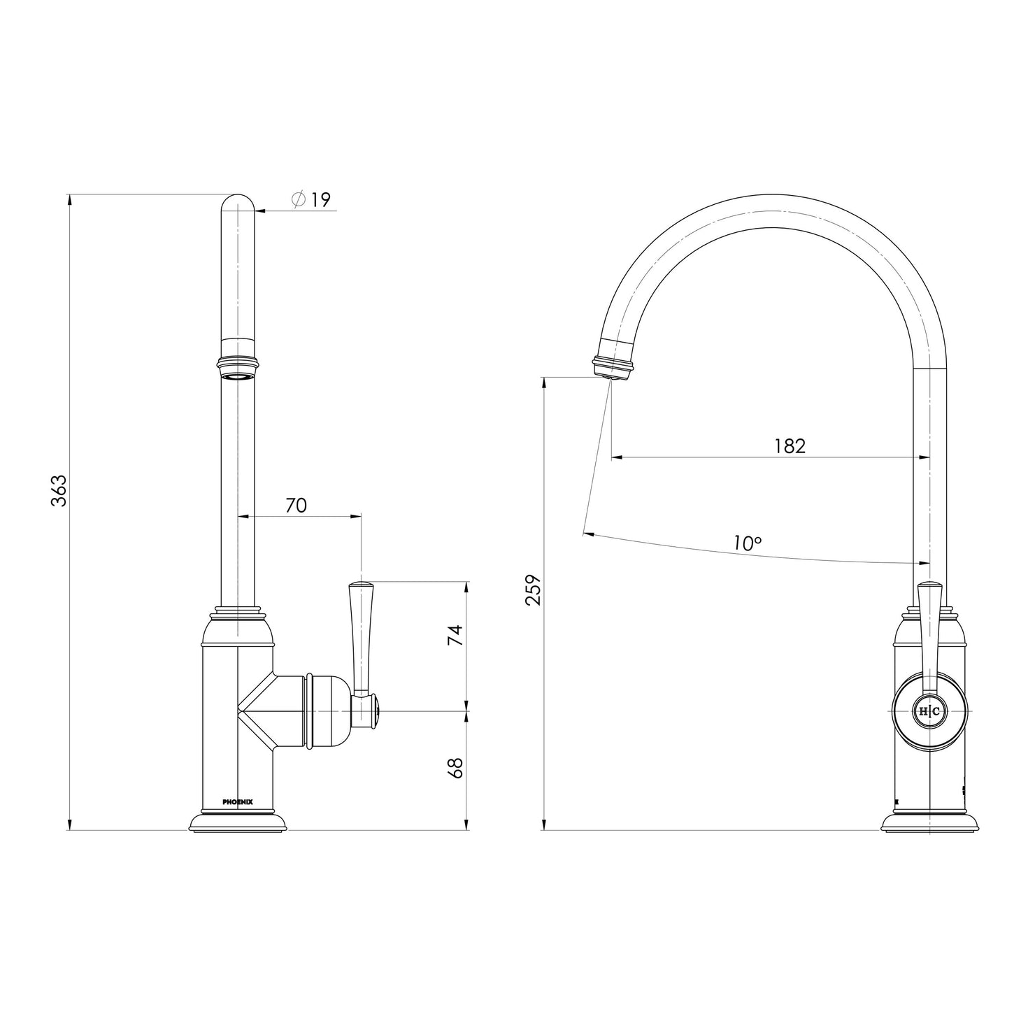 Phoenix Cromford Sink Mixer