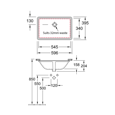 Villeroy & Boch O.Novo 545 Rectangle Undercounter Basin