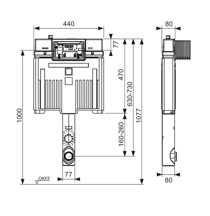 Tece 8cm Inwall Pedestal Cistern – Tuck Plumbing Fixtures