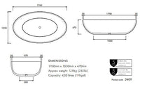 Apaiser Haven 1760mm Freestanding Bath