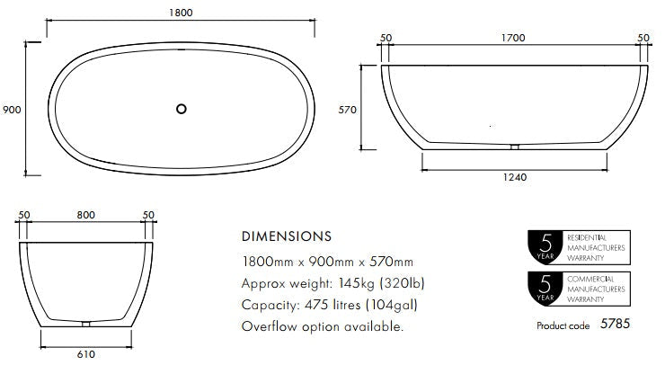 Apaiser Sapphire Freestanding Bath