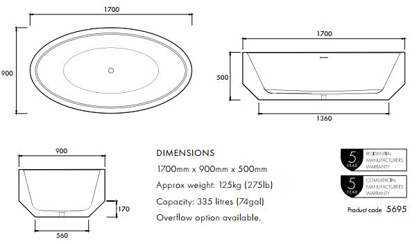Apaiser Zen Oval Freestanding Bath