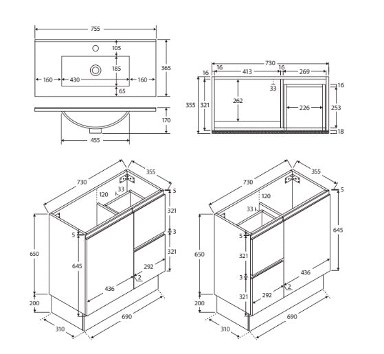 Fienza Siska Slim Vanity