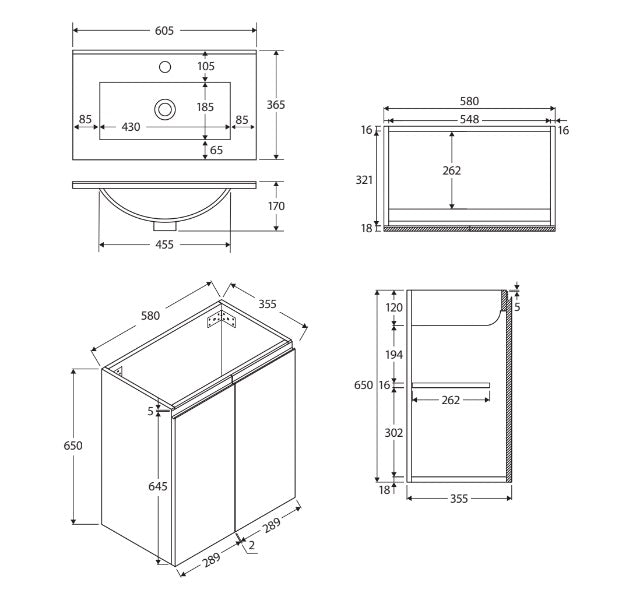 Fienza Siska Slim Vanity