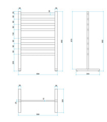 Thermorail Free Standing Square Heated Rail