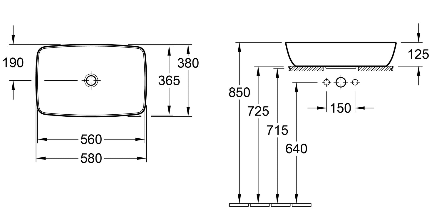 Villeroy & Boch Artis Rectangle Above Counter Basin