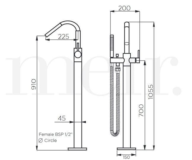 Meir Round Floor Mounted Bath Mixer