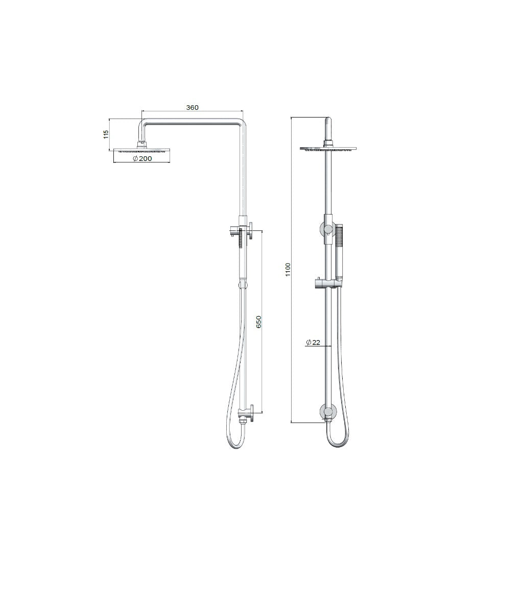 Meir Outdoor 316SS Twin Shower System
