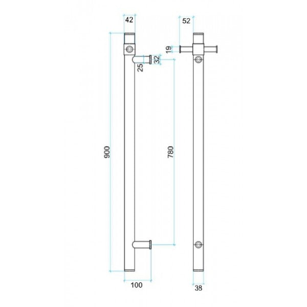 Thermorail VS900HGM Gunmetal Vertical Heated Rail