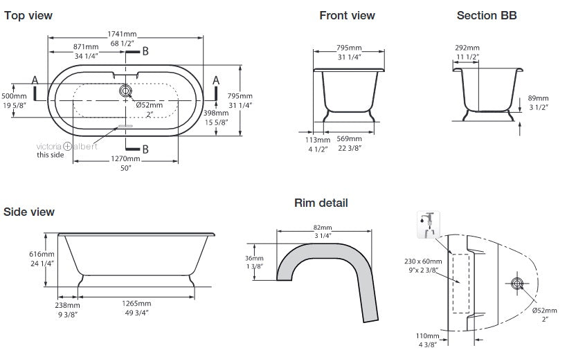 Victoria + Albert York Bath Tuck Plumbing Fixtures